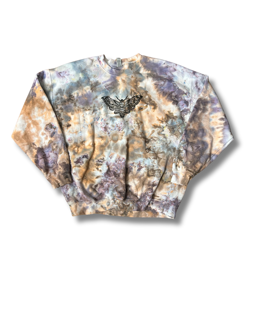 DEATH'S HEAD MOTH PURPLE/ORANGE HAND PRINTED SWEATSHIRT