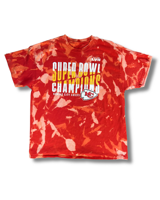 Red Acid Wash Chiefs Super Bowl Champions T-Shirt