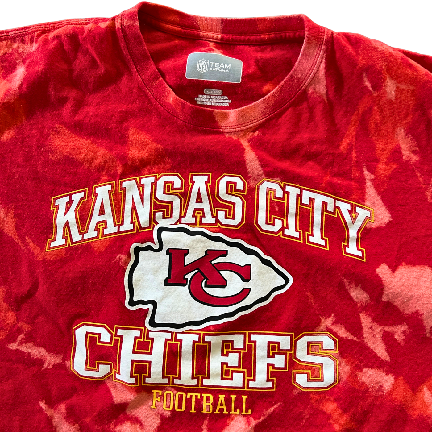 Chiefs Red Medium Logo White Lettering Acid Wash T-Shirt
