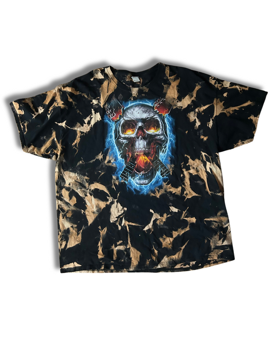 Skull Electric Guitar Acid Wash T-Shirt