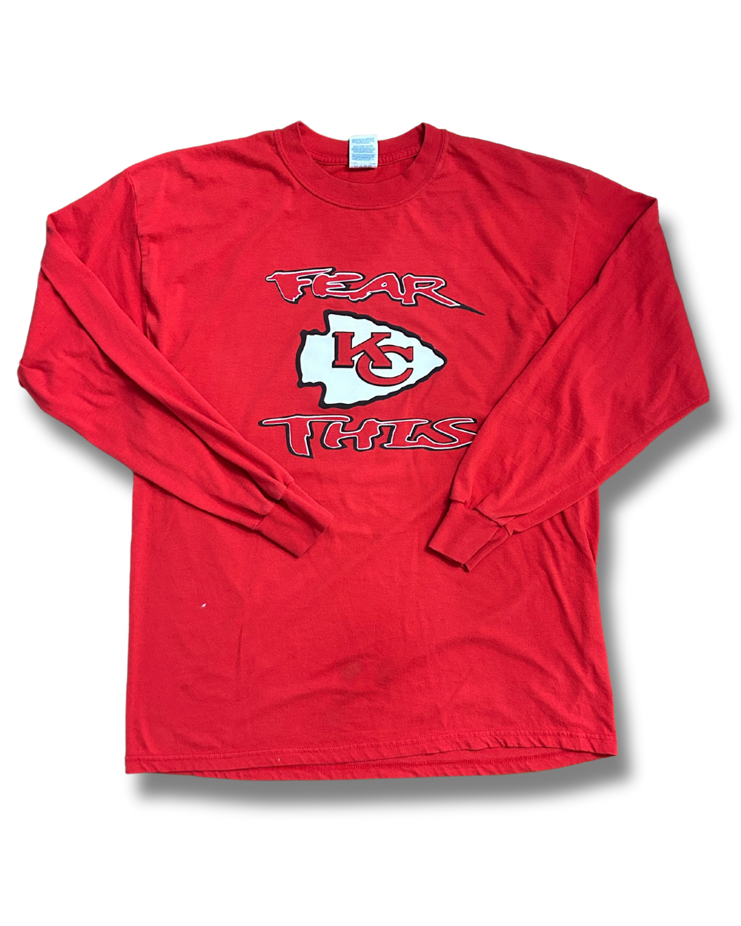 Red UNIQUE VINTAGE Fear this Arrowhead Chiefs Long Sleeve