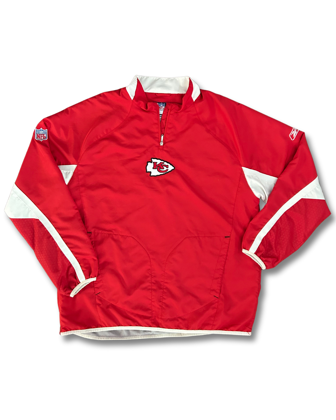 VINTAGE Kansas City Chiefs Red Windbreaker – Quarter Zip, Reebok Embroidery