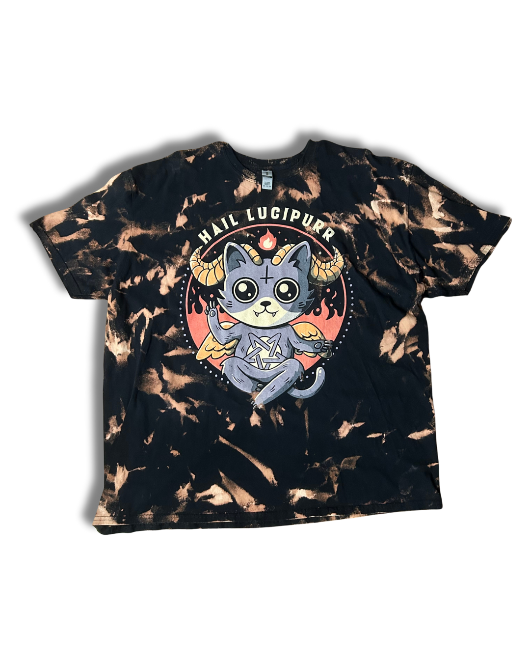 Hail Lucipurr Cat Acid Wash T-Shirt