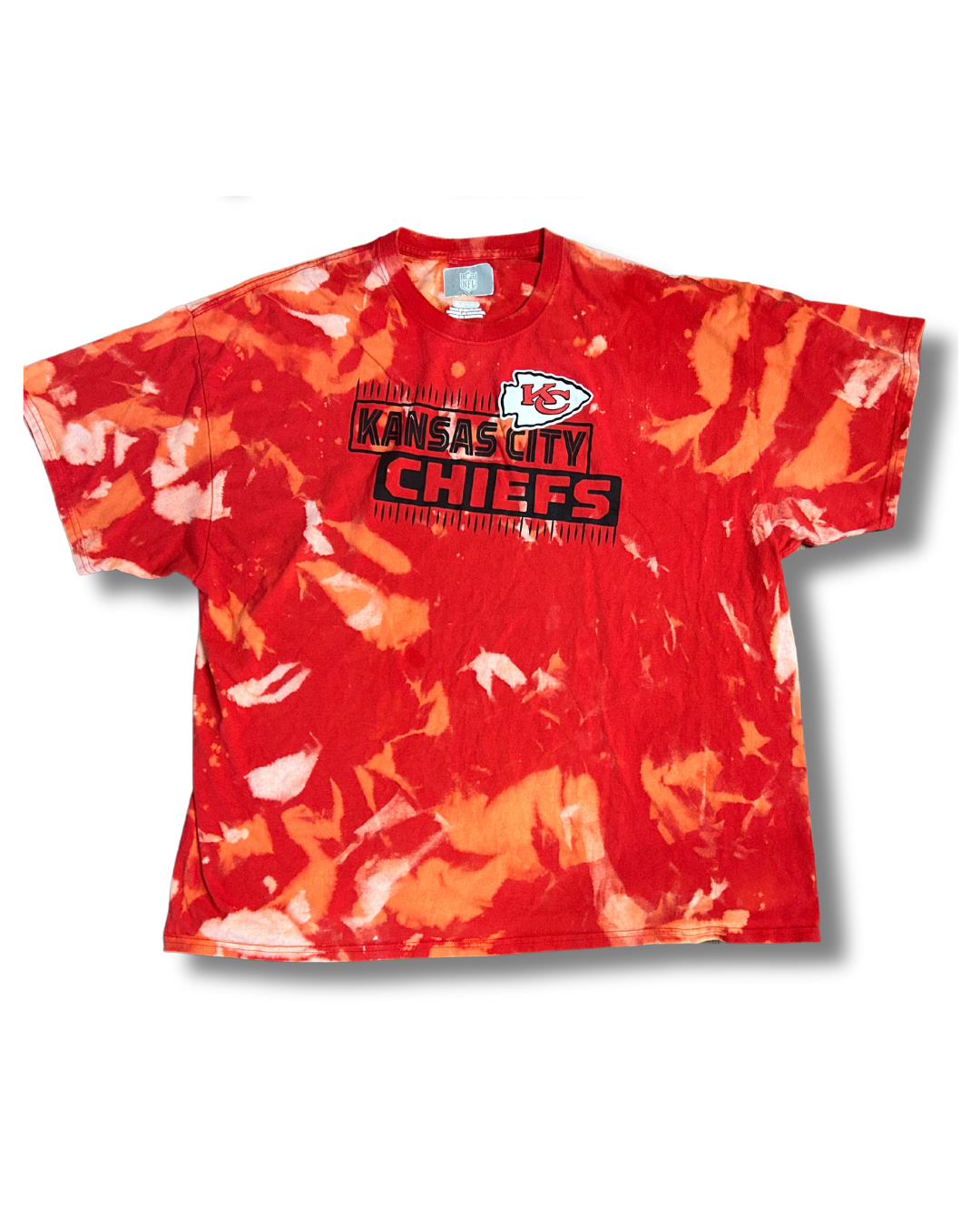 Red Acid Wash Chiefs Retro Black Text T-Shirt