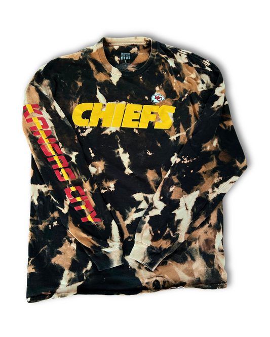 Black Chiefs Acid Wash Long Sleeve Tee