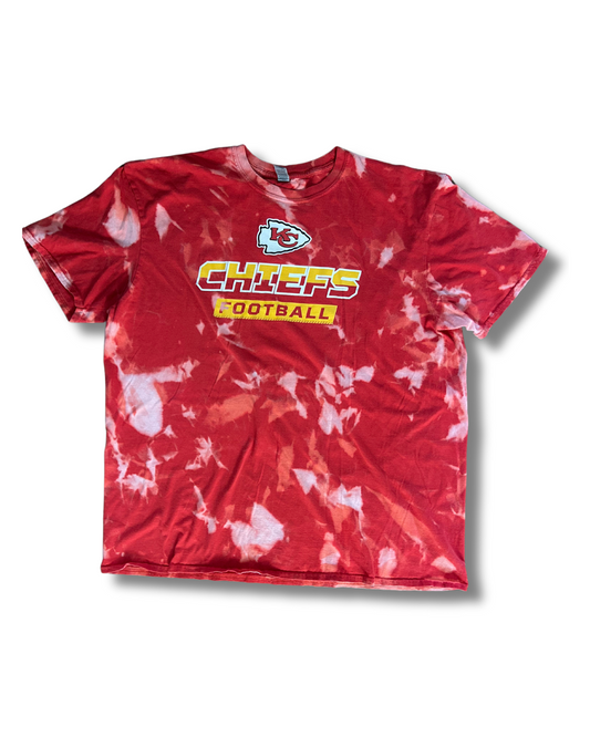 Red Acid Wash Chiefs Football T-Shirt