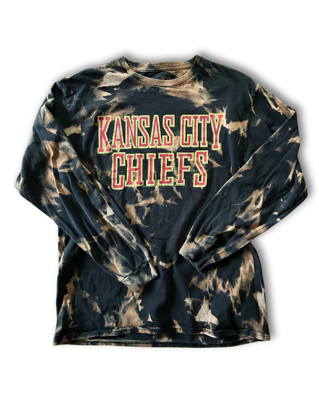 Black Chiefs Kansas City Acid Wash Long Sleeve Tee