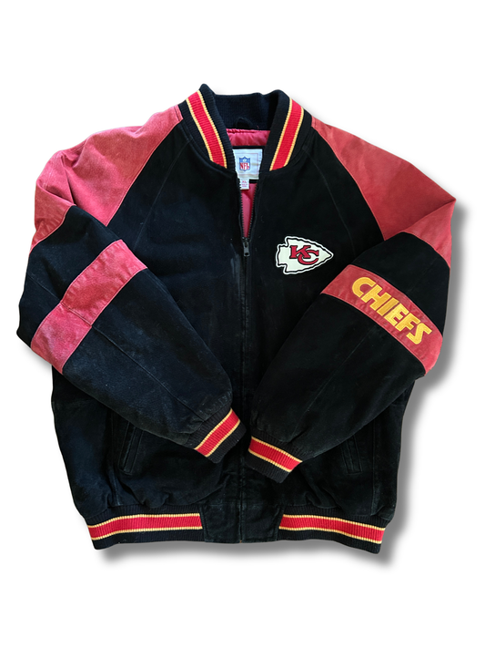 VINTAGE Suede Kansas City Chiefs Varsity Bomber Jacket