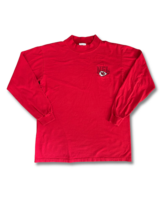 VINTAGE Kansas City Chiefs Red Mock Neck Long Sleeve – Arrowhead Chest Embroidery