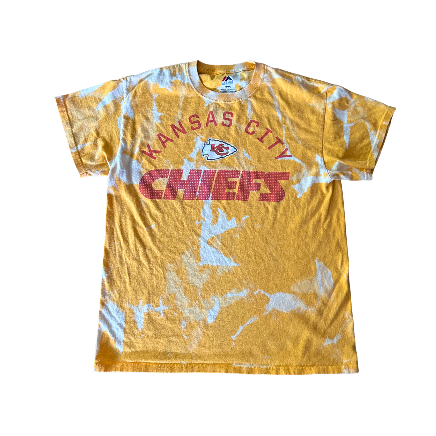Classic Yellow Chiefs KC Logo Acid Wash T-Shirt