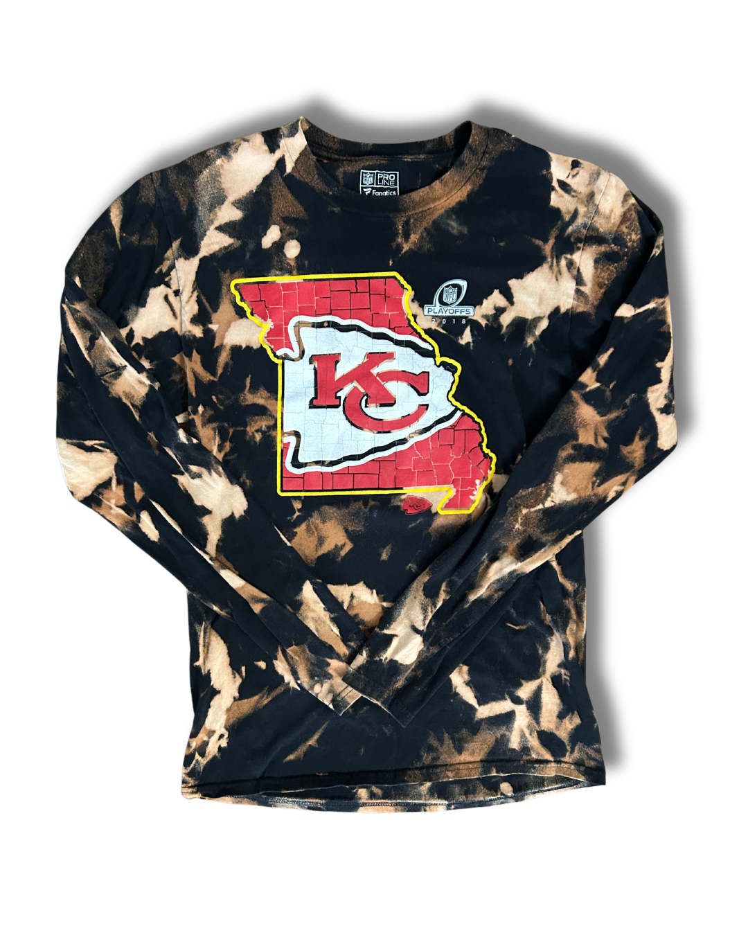 Black Acid Wash Chiefs Missouri Long Sleeve Tee