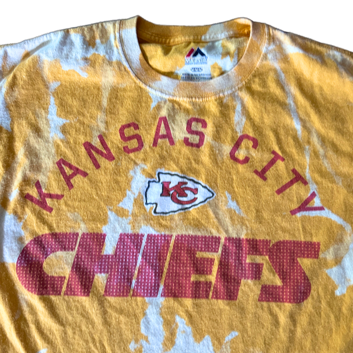 Classic Yellow Chiefs KC Logo Acid Wash T-Shirt