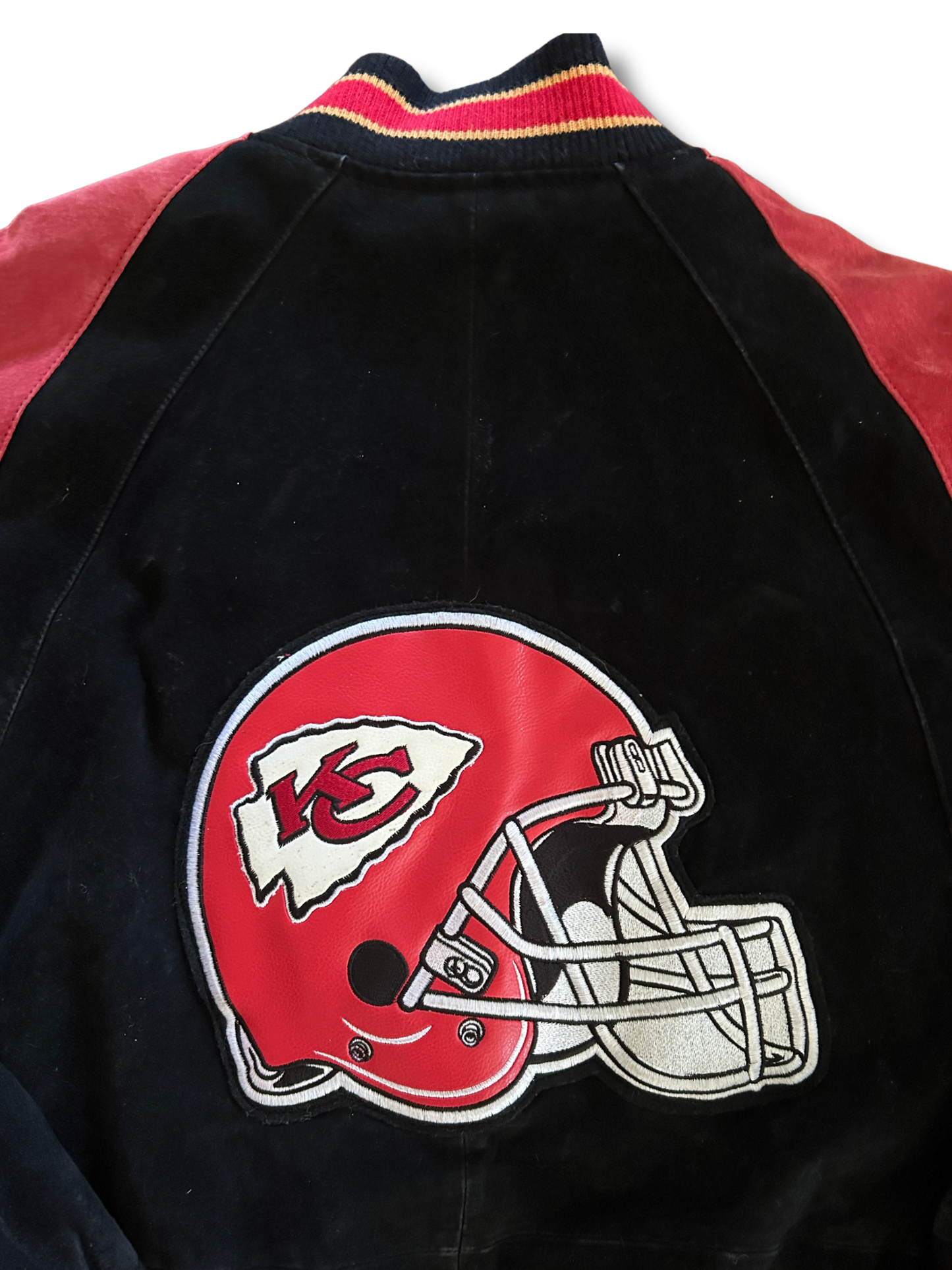 VINTAGE Suede Kansas City Chiefs Varsity Bomber Jacket