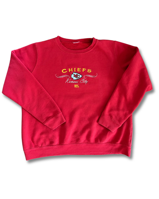 VINTAGE Kansas City Chiefs Embroidered Script Logo Sweatshirt