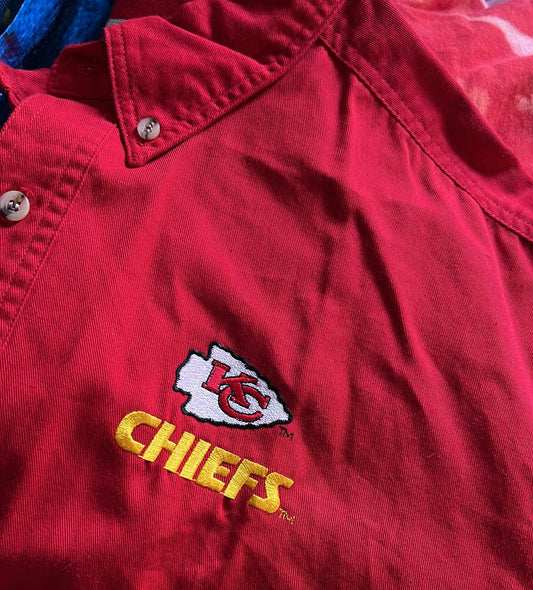 VINTAGE red embroidered button down