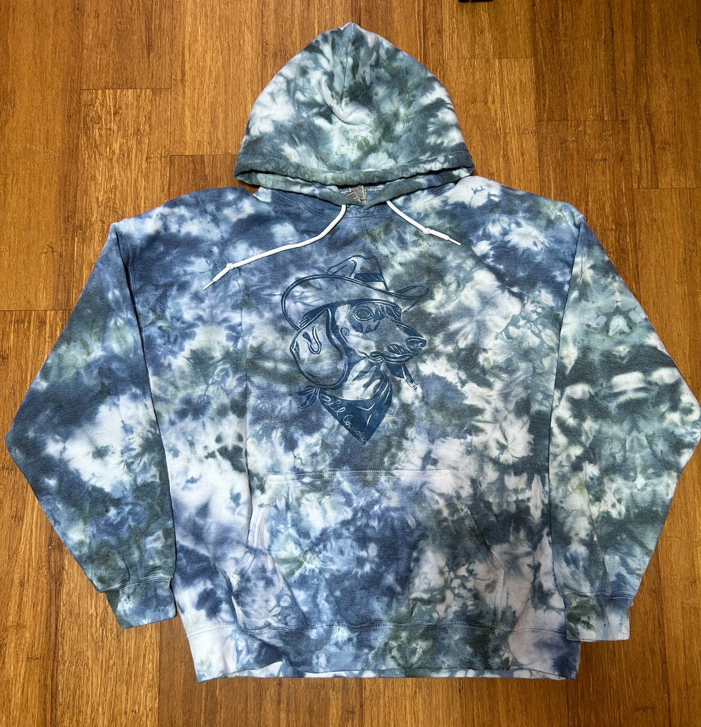 WEINER COWBOY BLUE HAND PRINTED HOODIE