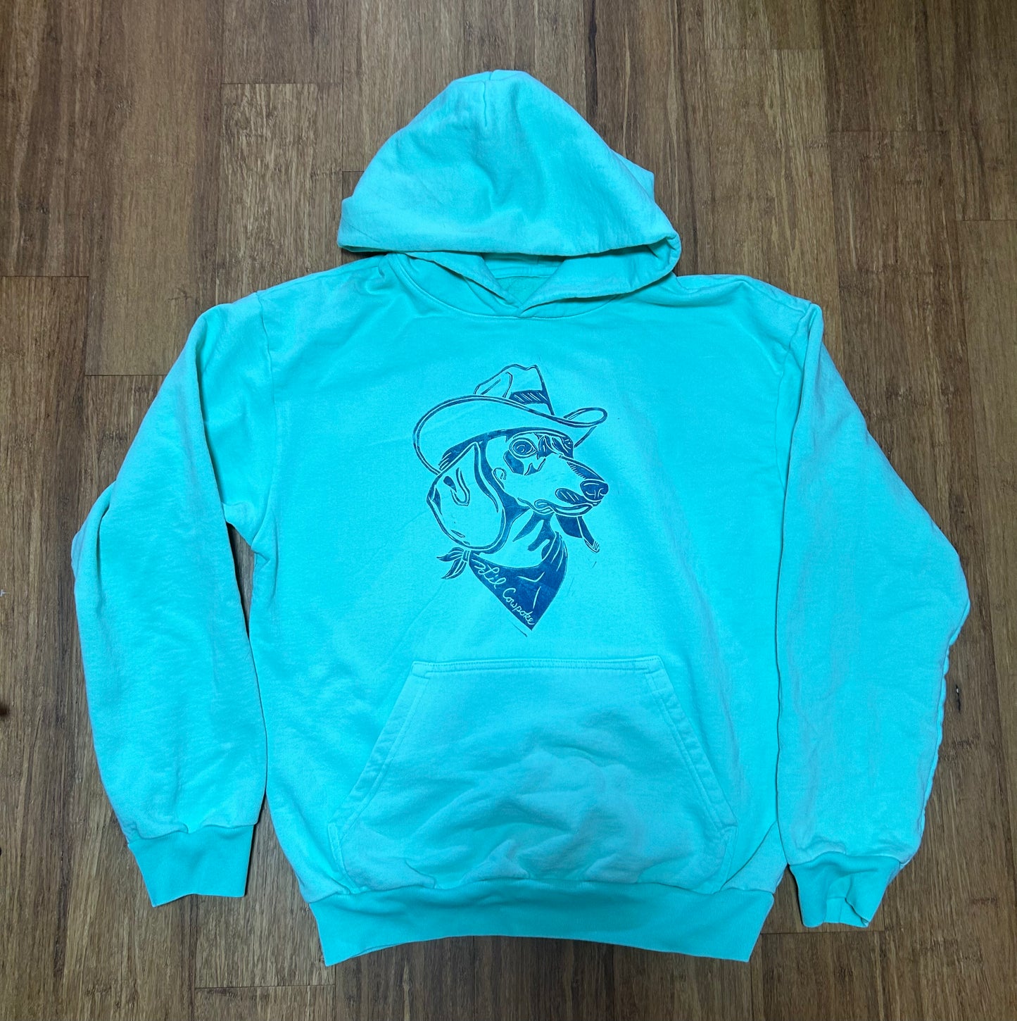 WEINER COWBOY SEAFOAM HAND PRINTED HOODIE