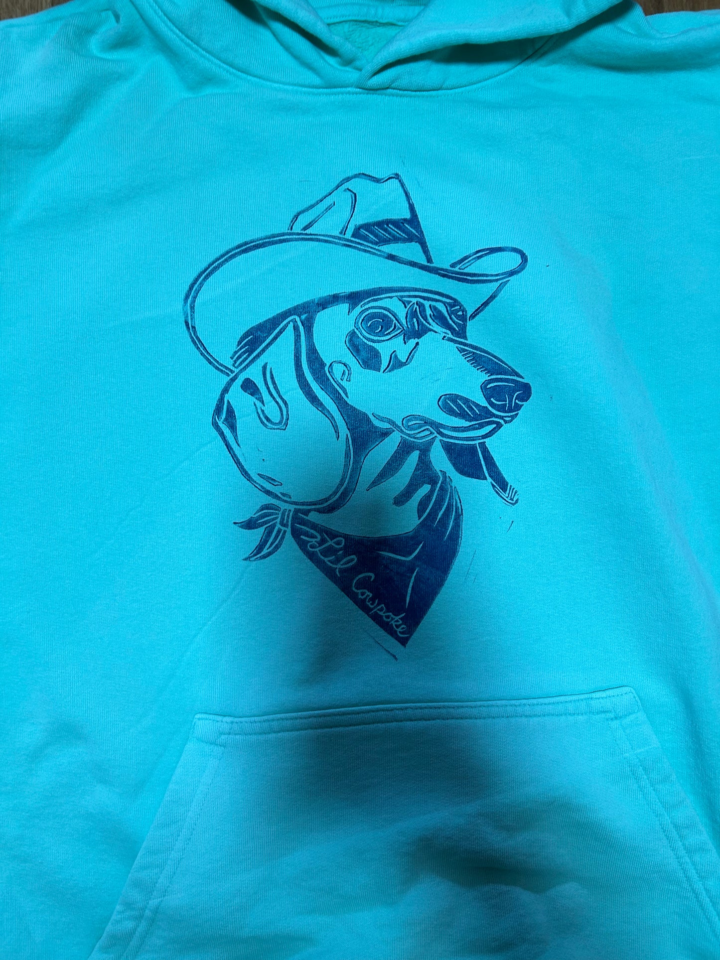 WEINER COWBOY SEAFOAM HAND PRINTED HOODIE