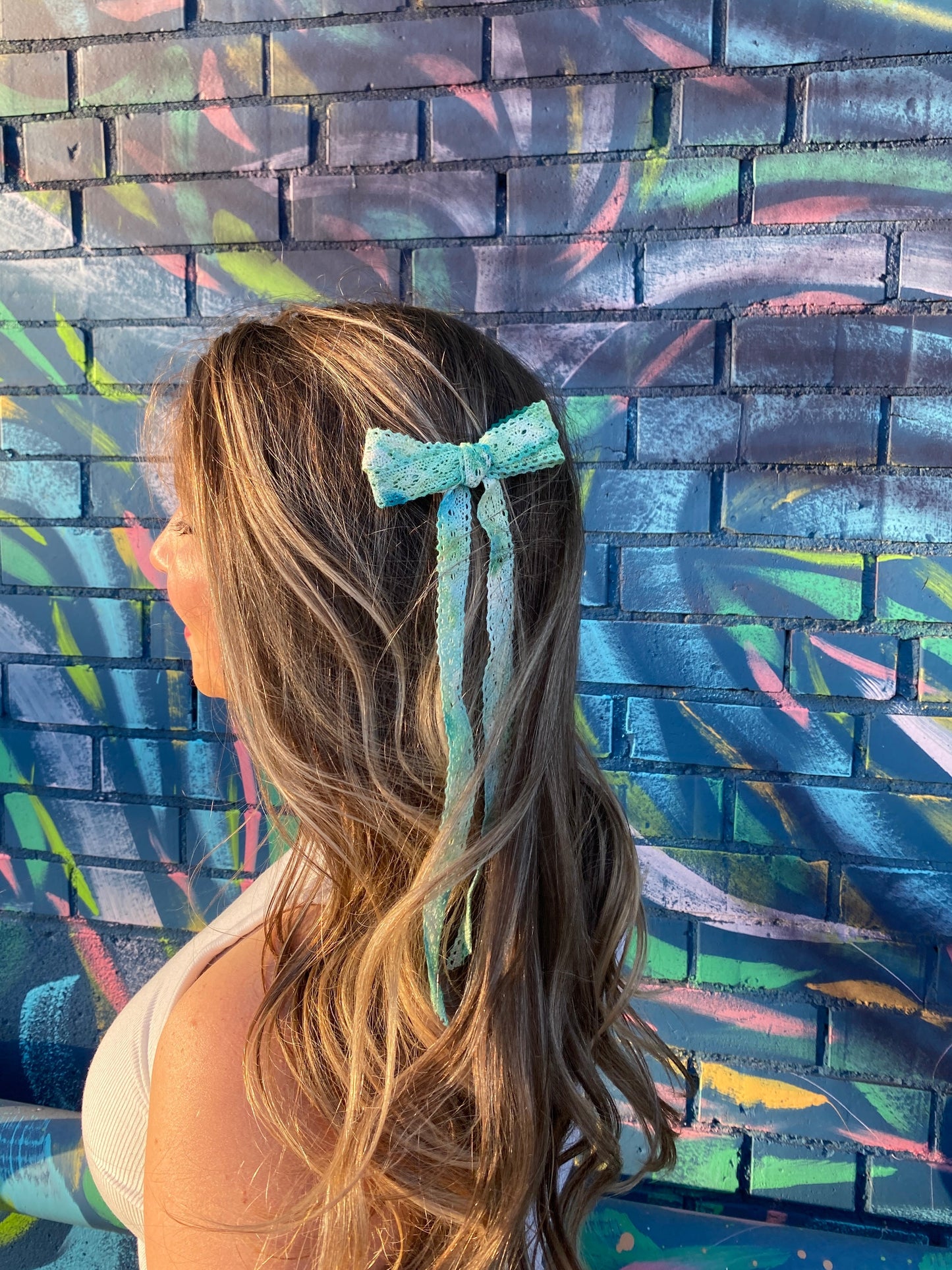 Crocheted Hand Dyed Hair Bows