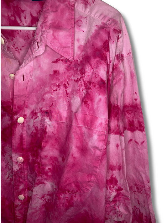 Vintage Overdyed Shirt- Long Sleeve Light Cotton Pink